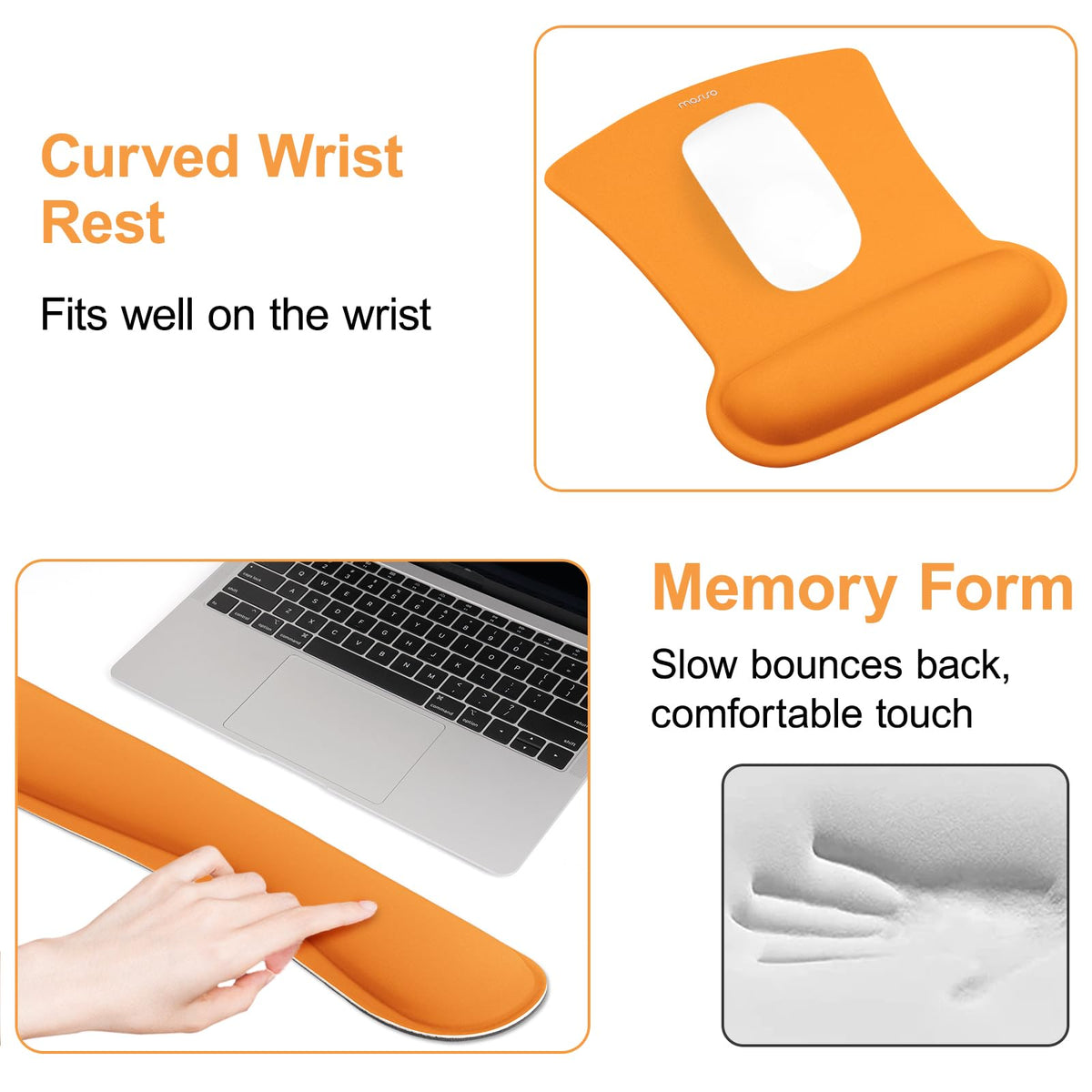 MOSISO Wrist Rest Support for Mouse Pad & Keyboard Set, Orange
