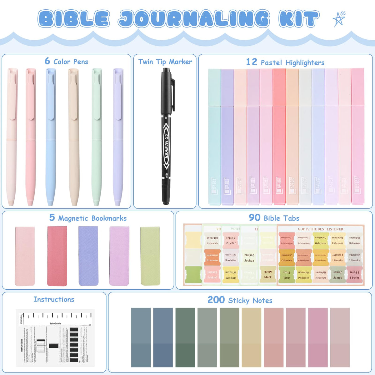 DazSpirit 25Pcs Bible Journaling Kit, Bible Study Supplies for Women