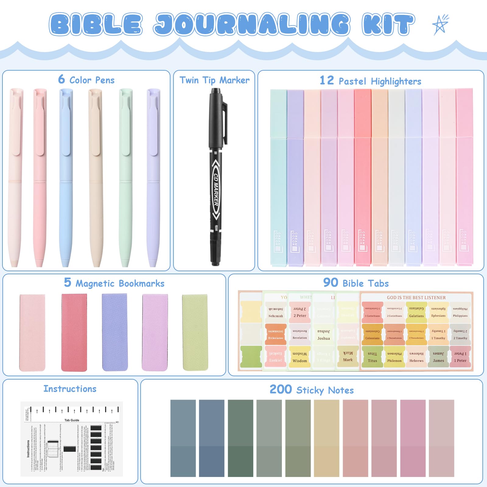 DazSpirit 25Pcs Bible Journaling Kit, Bible Study Supplies for Women