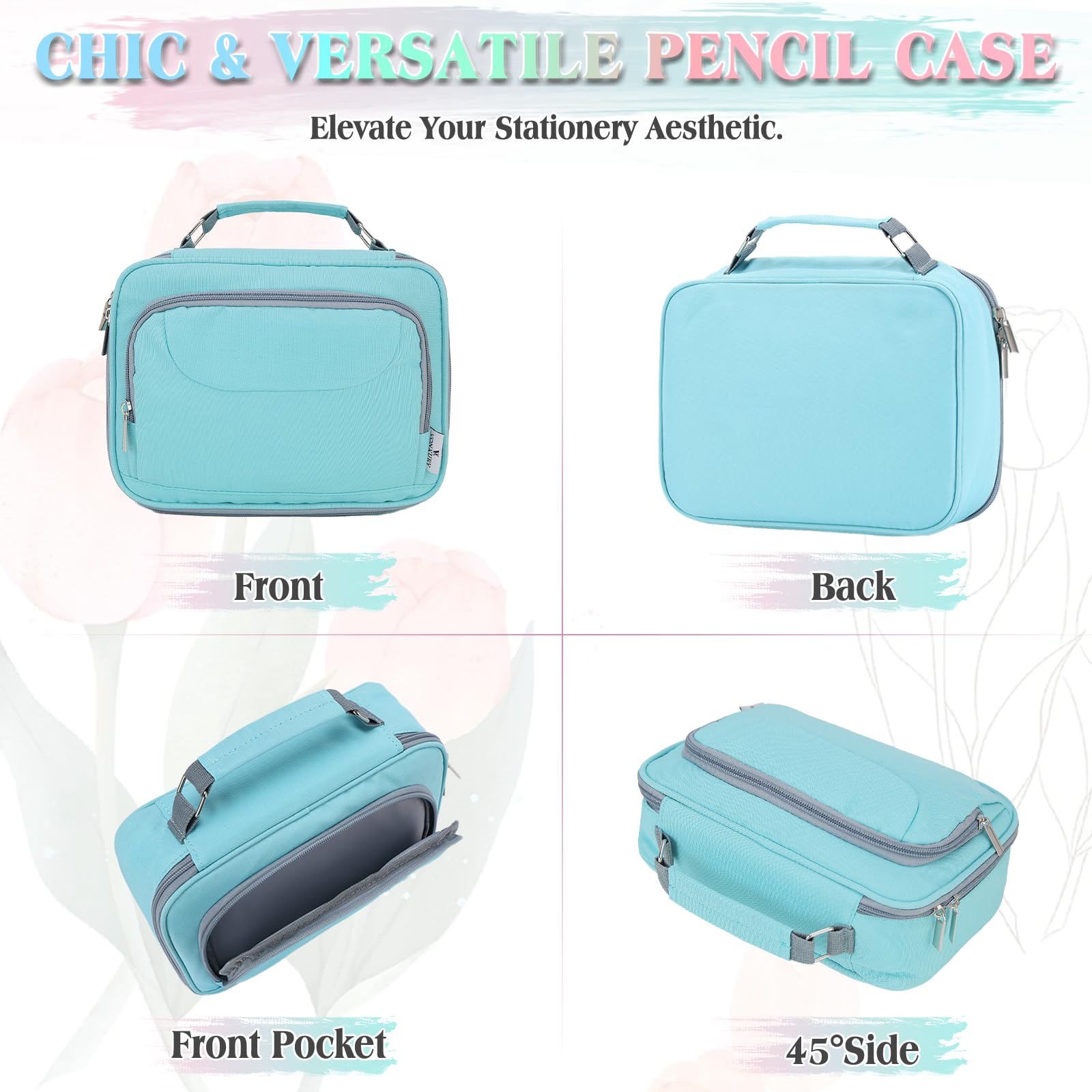 VX VONXURY Large Pencil Case, 54-Slot Colored Pen Pouch 2 Removable Sleeves