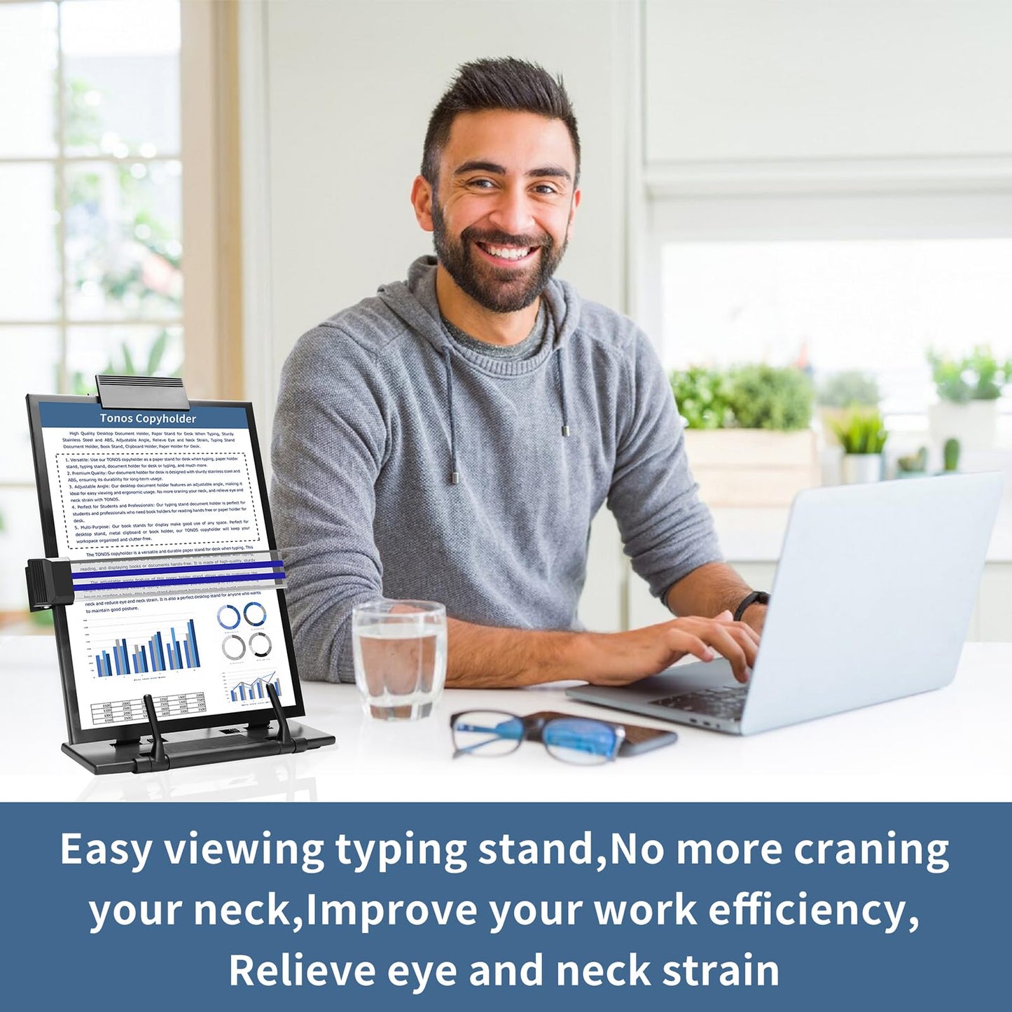 TONOS Paper Stand Document Holder - 2PC Quality Document Holder for Desk, Paper Stand for Desk When