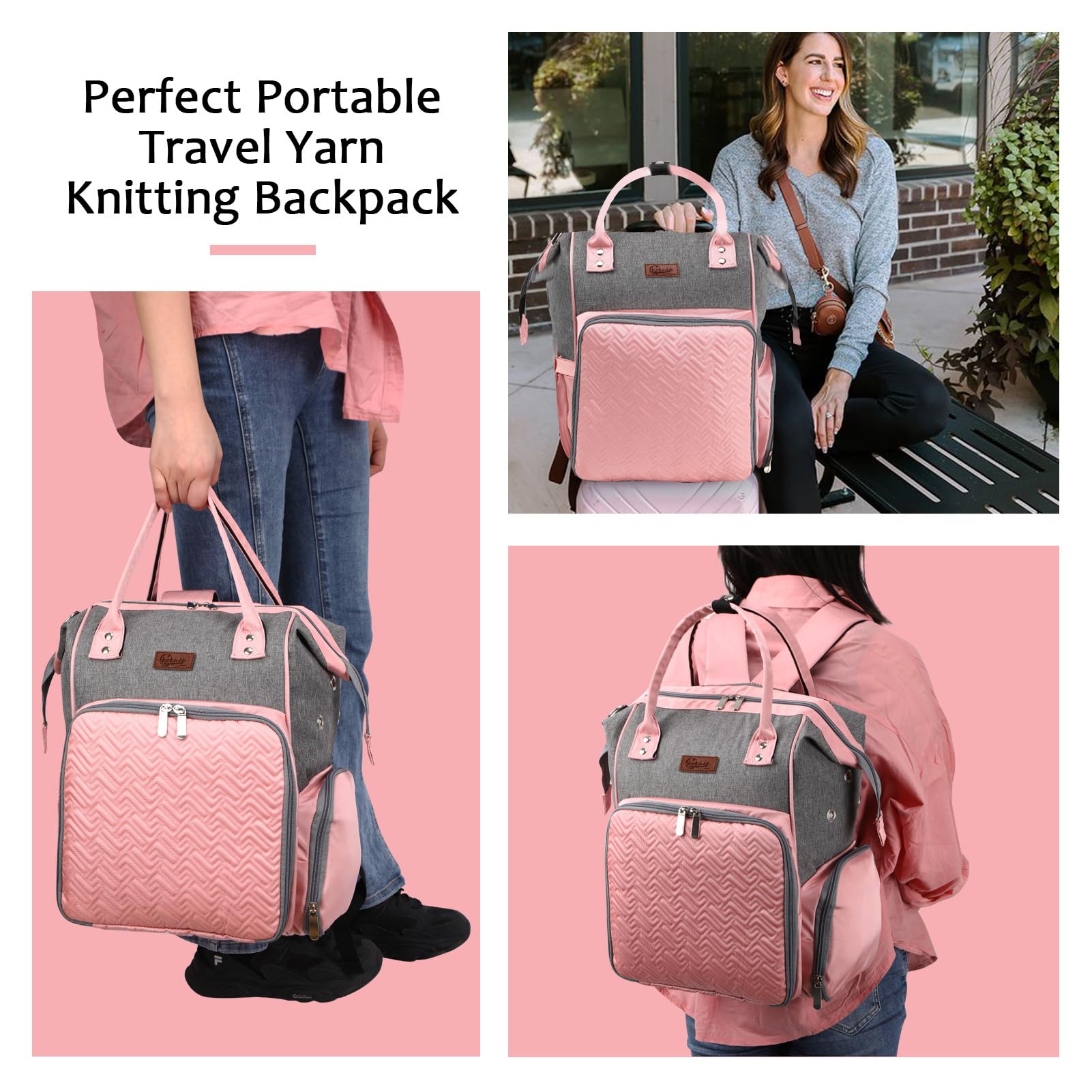 KOKNIT Crochet Storage bag Backpack Knitting Tote Bag large capacity Yarn Storage Organizer Travel