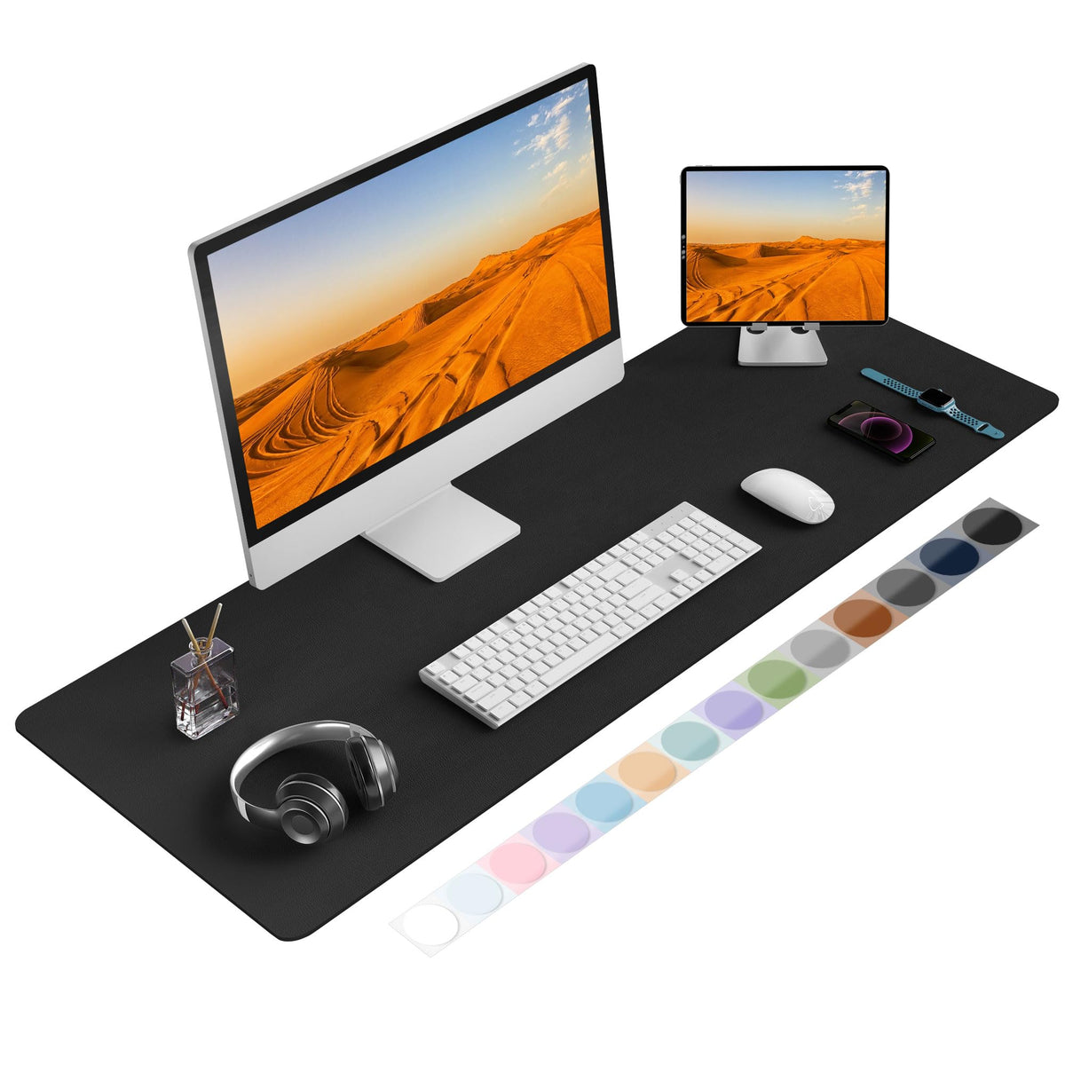 Mouse Pad Desk Protector Mat, Large PU Leather Office Desk Mat, Non-Slip Desk Pad for Keyboard and