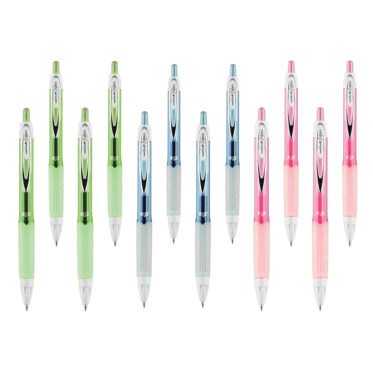 uniball 207 Fashion Retractable Gel Pens, Medium Point (0.7mm), Assorted, 12 Pack