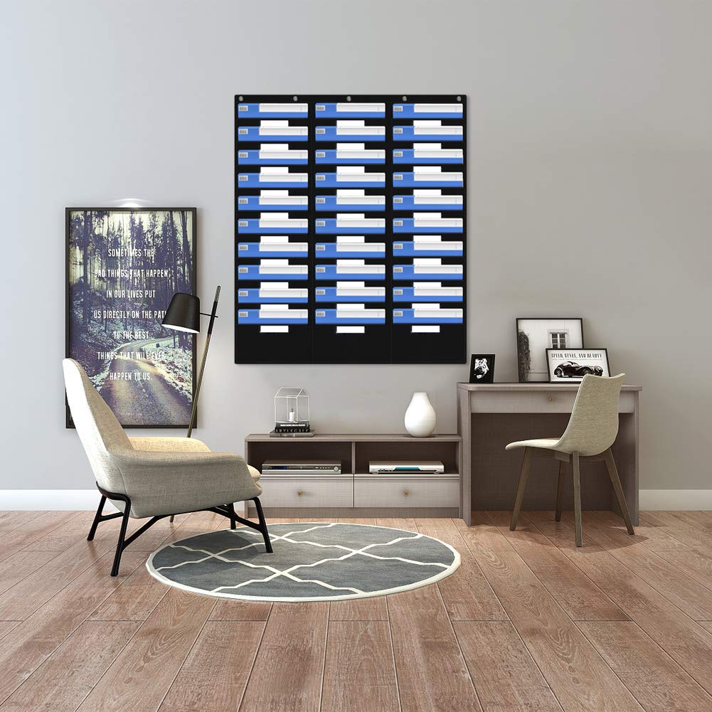 EAMAY Hanging File Folder Organizer - 30 Pockets and 5 Over the Door Hanger, Wall Mount Document