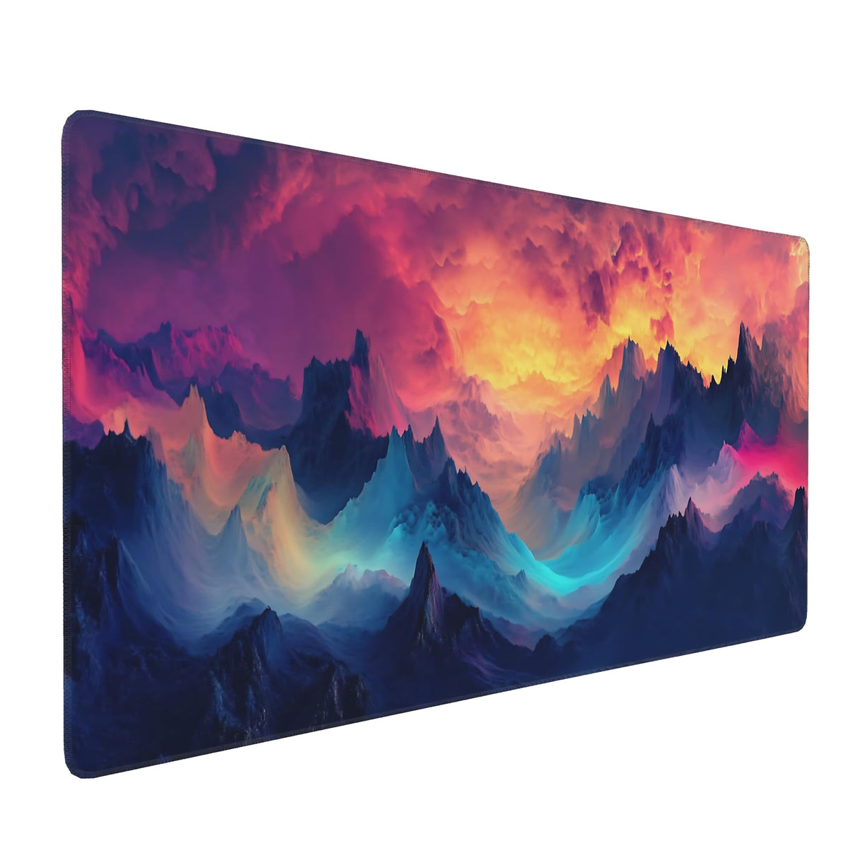 Aesthetic Cloud Gaming Mouse Pad, Blue Purple Surrealism Desk Mat with Anti-Slip Base & Stitched