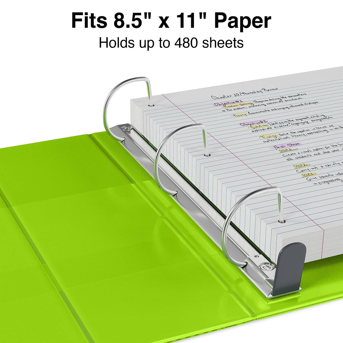Staples Heavy-Duty 2" D-Ring View Binder, Chartreuse, 450-Sheet Capacity