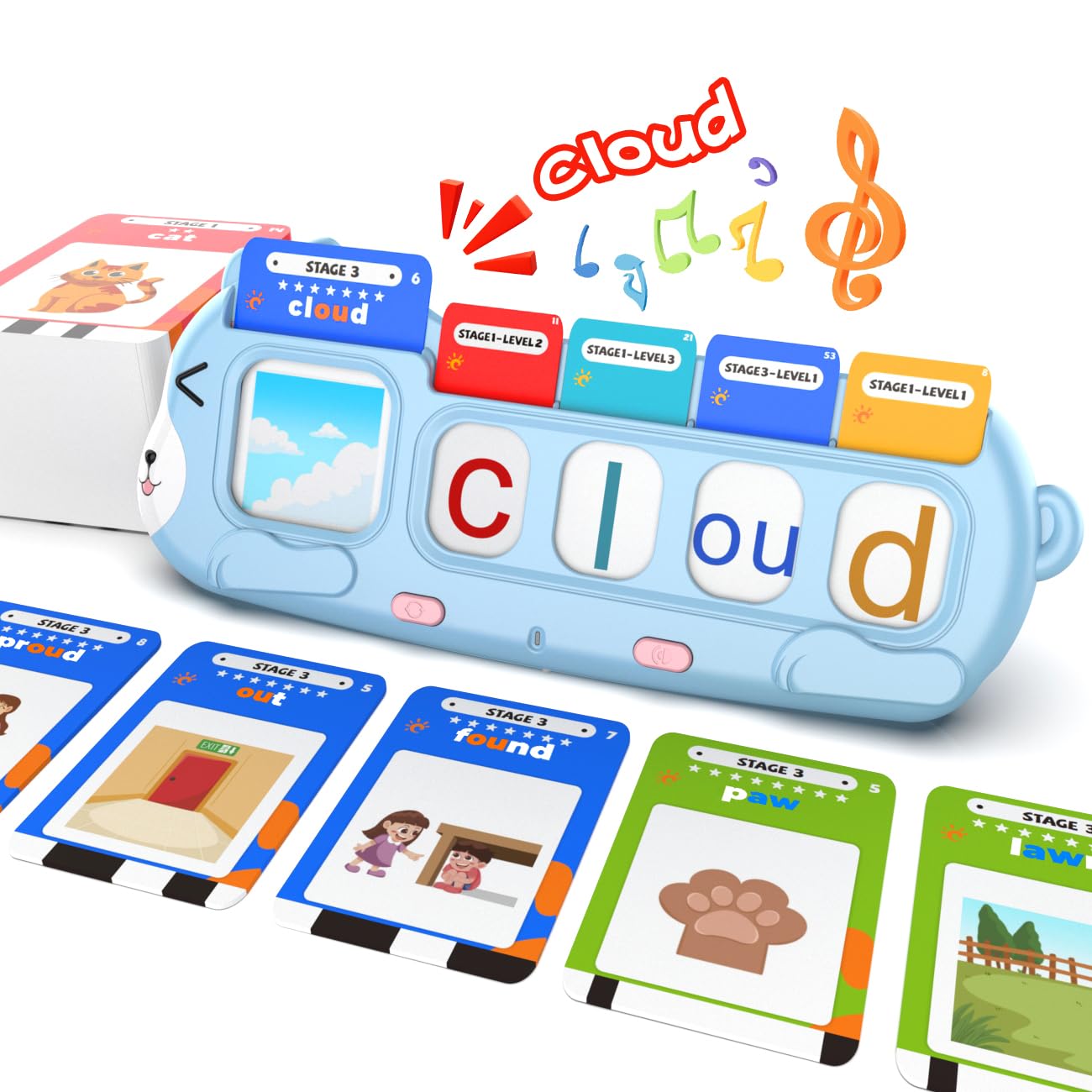 QuTZ Phonics Learning Toy for Preschool Kids – Talking Flash Cards with Sound Machine, Word