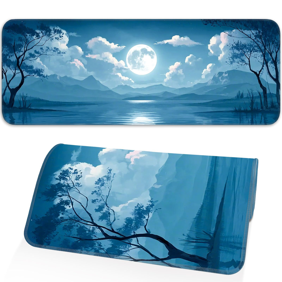 Opiuoezi Mouse Pad, Moon Pattern, Non-Slip Rubber Base Gaming Mouse Pad for Home, Office, Gaming