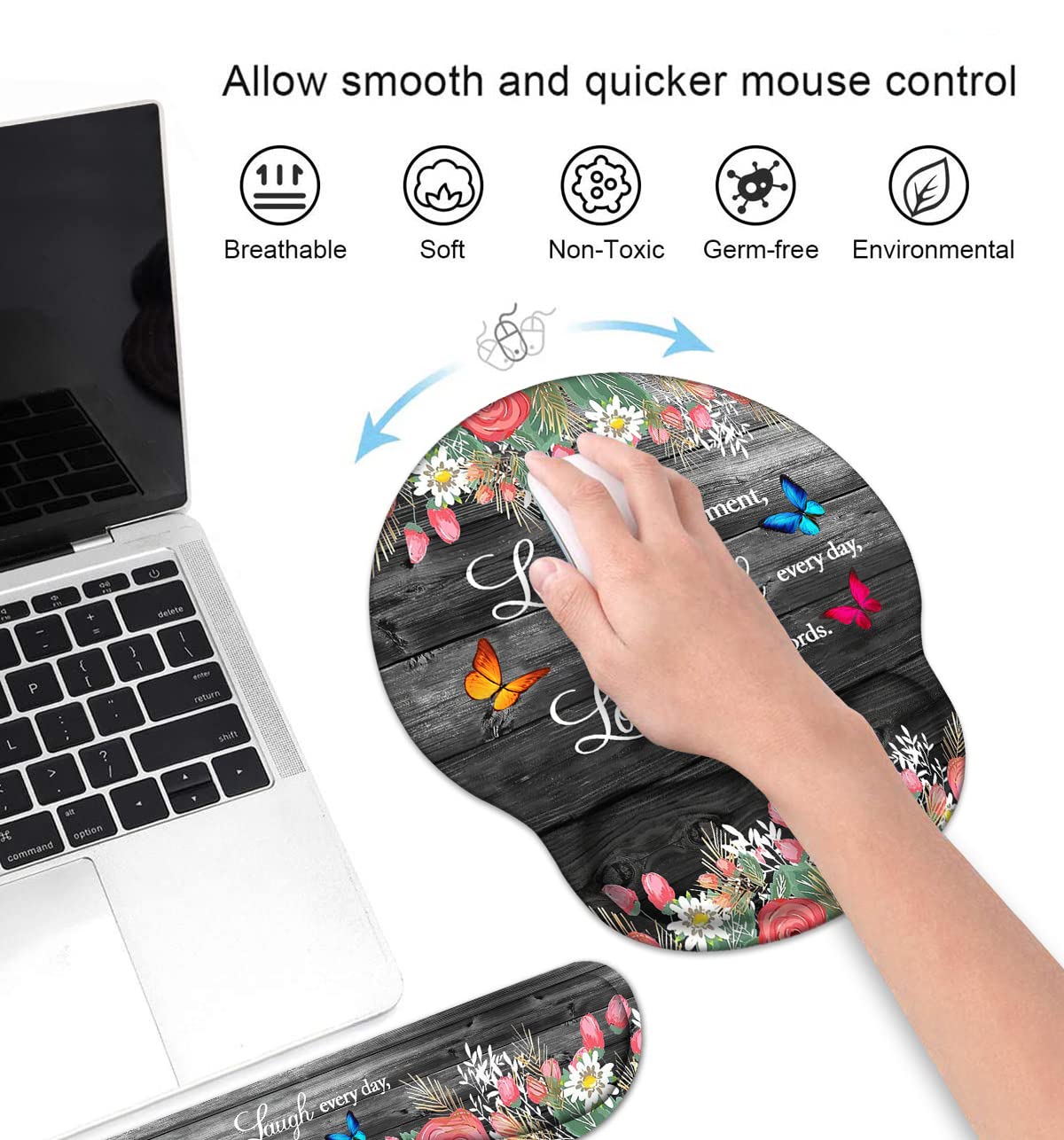Keyboard Wrist Rest and Mouse Pad Wrist Support Set with Coasters, Ergonomic Gaming Mousepad