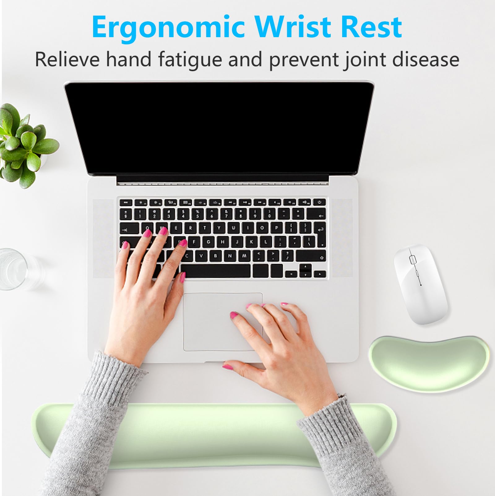 Dapesuom Enlarge Keyboard Wrist Rest, Memory Foam Wrist Cushion for Desk Mats Support, Cute Typing