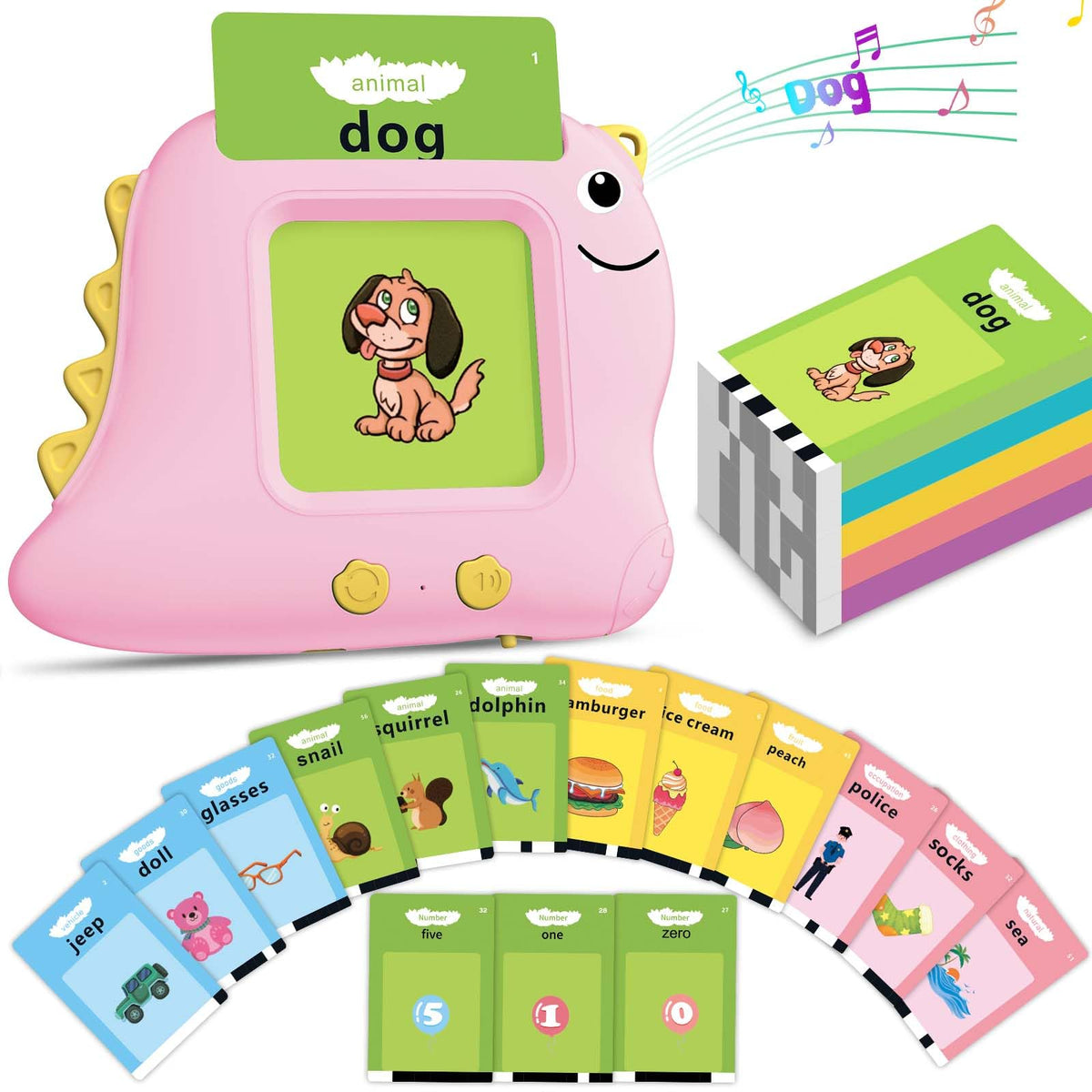 Talking Flash Cards with 510 Sight Words, Girls Toys for 2-4 Years (Pink)