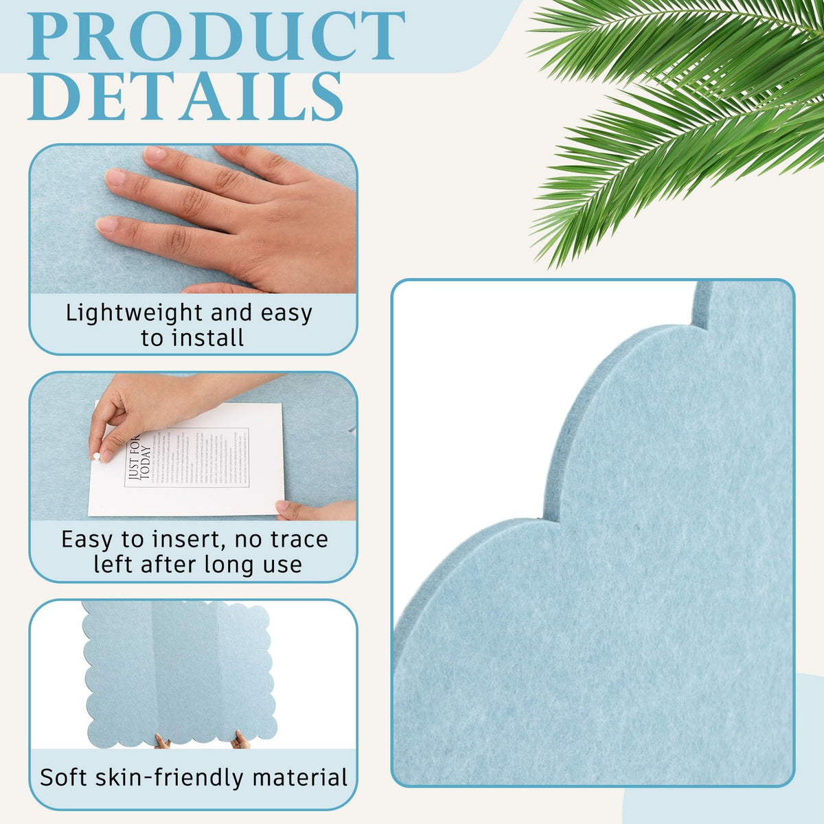 Mooliwe Scalloped Felt Bulletin Cork Board Foldable Light Blue 24 * 18 Inch