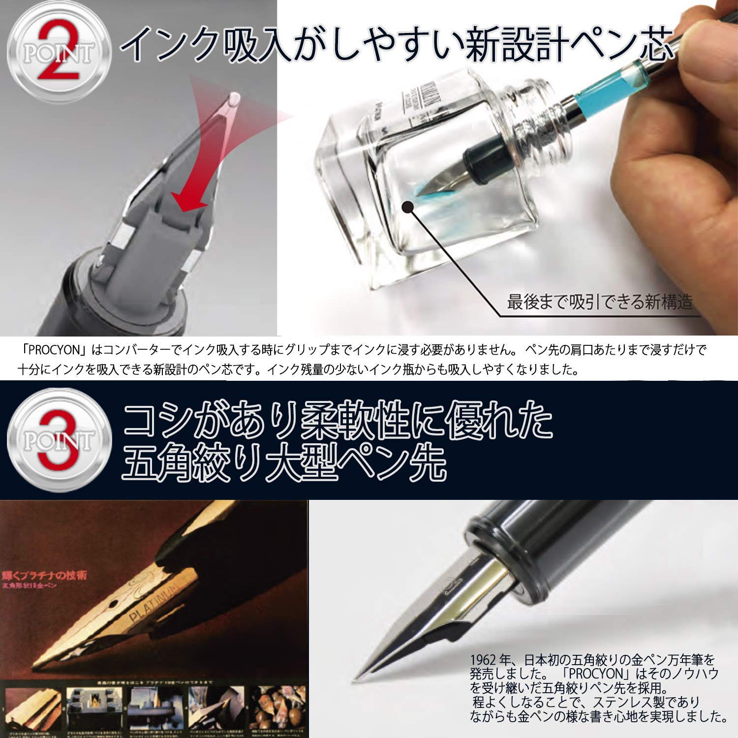 Platinum Fountain Pen, Prosion #50 Deep Sea, Fine Point, PNS-5000 50-2