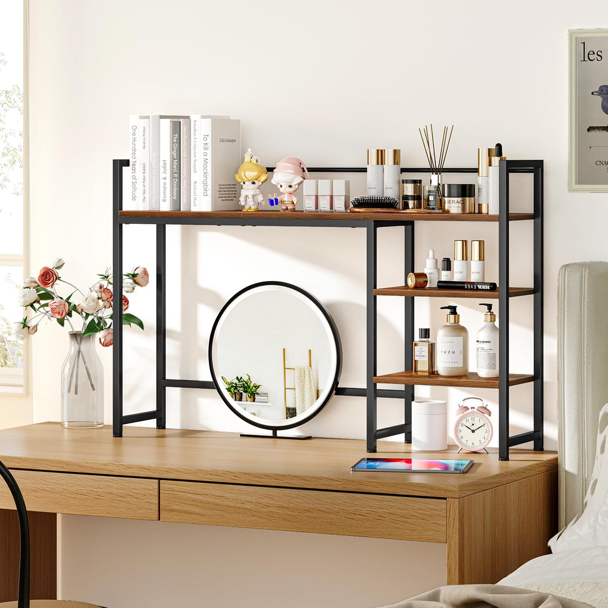 Snughome Desk Shelf, 44.9" Large Desktop Organizer Shelf, Desk Hutch for Computer Monitor, 4 Tier