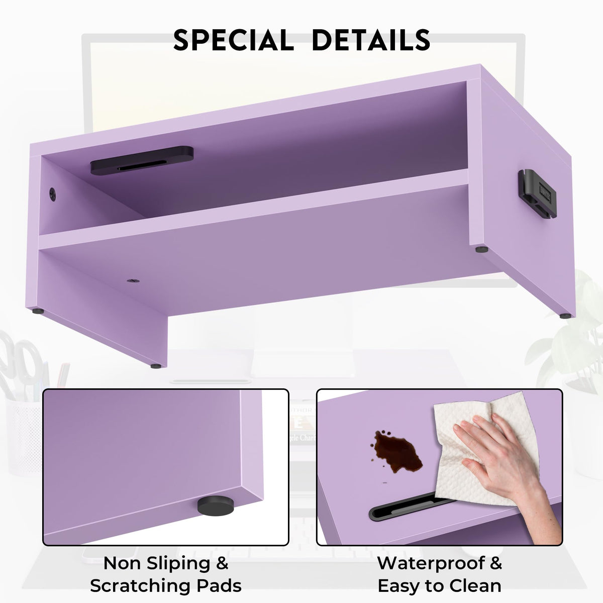 BONTEC Wooden Monitor Stand Riser for Desk, 2-Tier Computer Monitor Stand