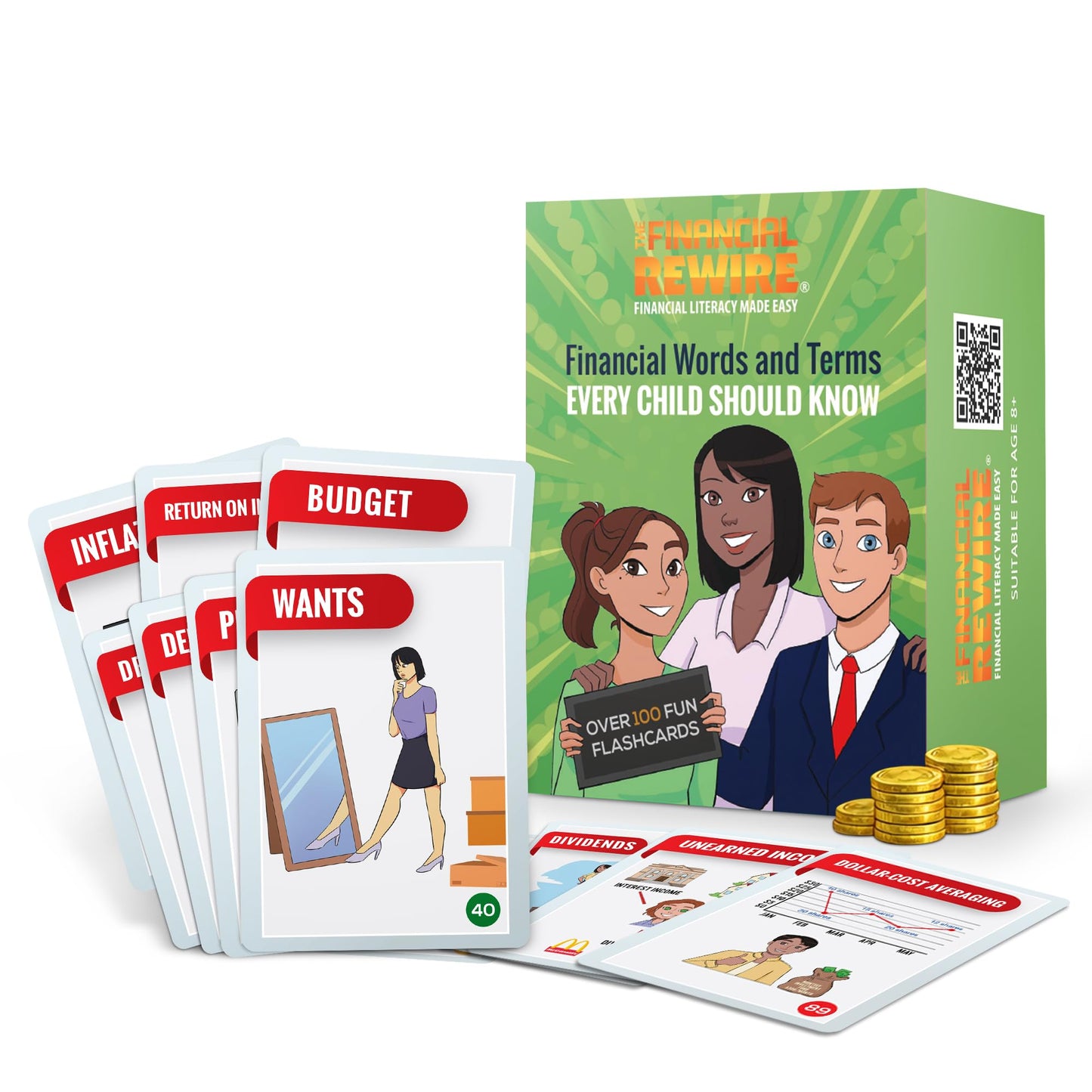 Financial Literacy Flashcards for Kids & Teens | 108 Money & Finance Terms with Images, Definitions
