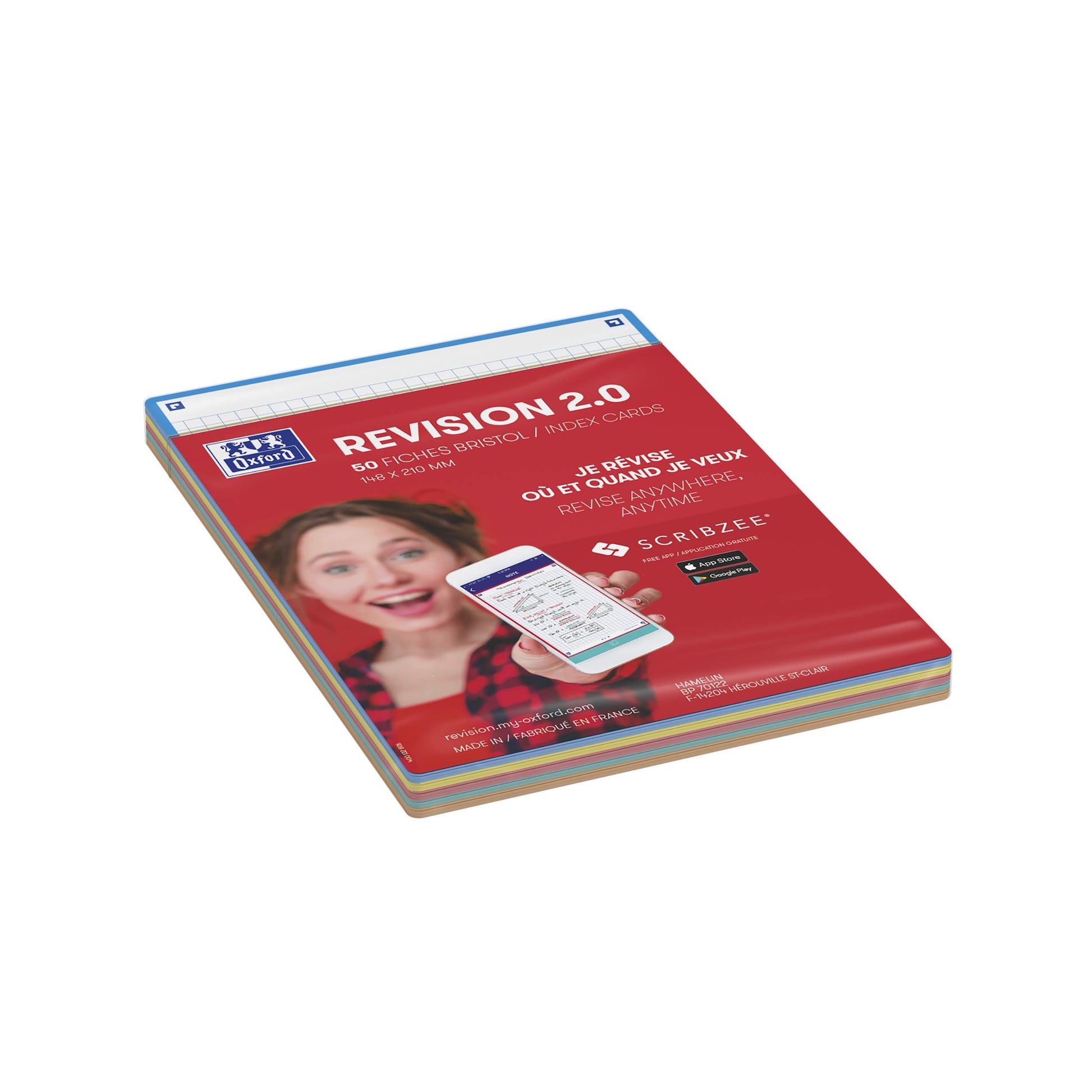 Oxford Révision 2.0 Pack of 50 Record Cards A5 (14.8 x 21 cm) Small Squares on both sides