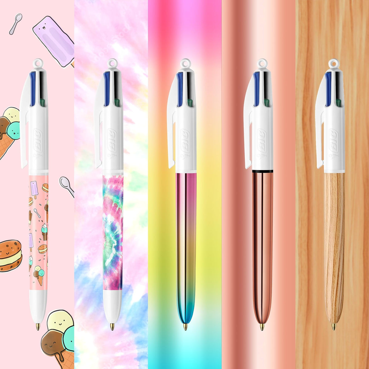 BIC 4 Colours Special Collection of 15 Ball Pens Medium Points (1.00 mm) and Wide Point (1.6 mm)