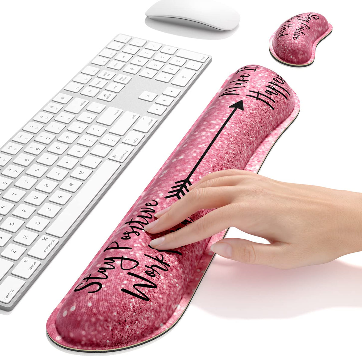 Dapesuom Enlarge Keyboard Wrist Rest, Memory Foam Wrist Cushion for Desk Mats Support, Typing Pain