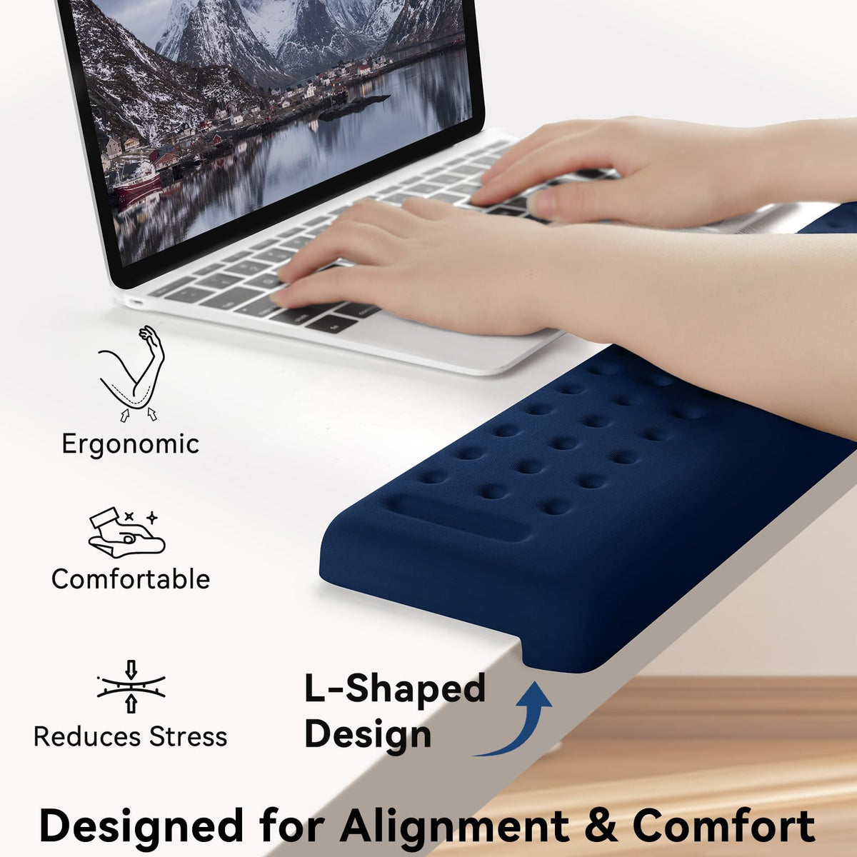 Sushret L-Shaped Desk Elbow Pad for Desk, 2-Pack Elbow Rest, Dark Blue