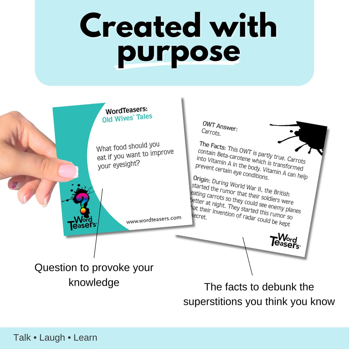 ? WORD TEASERS Old Wives' Tales Conversation Starters - Superstition Based Trivia Games for