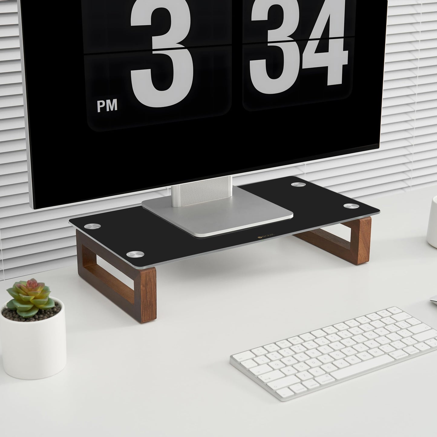YEOUX Multi-Purpose Desktop Stand - 17.0" x 9.0" x 3.5" (Black & Walnut)