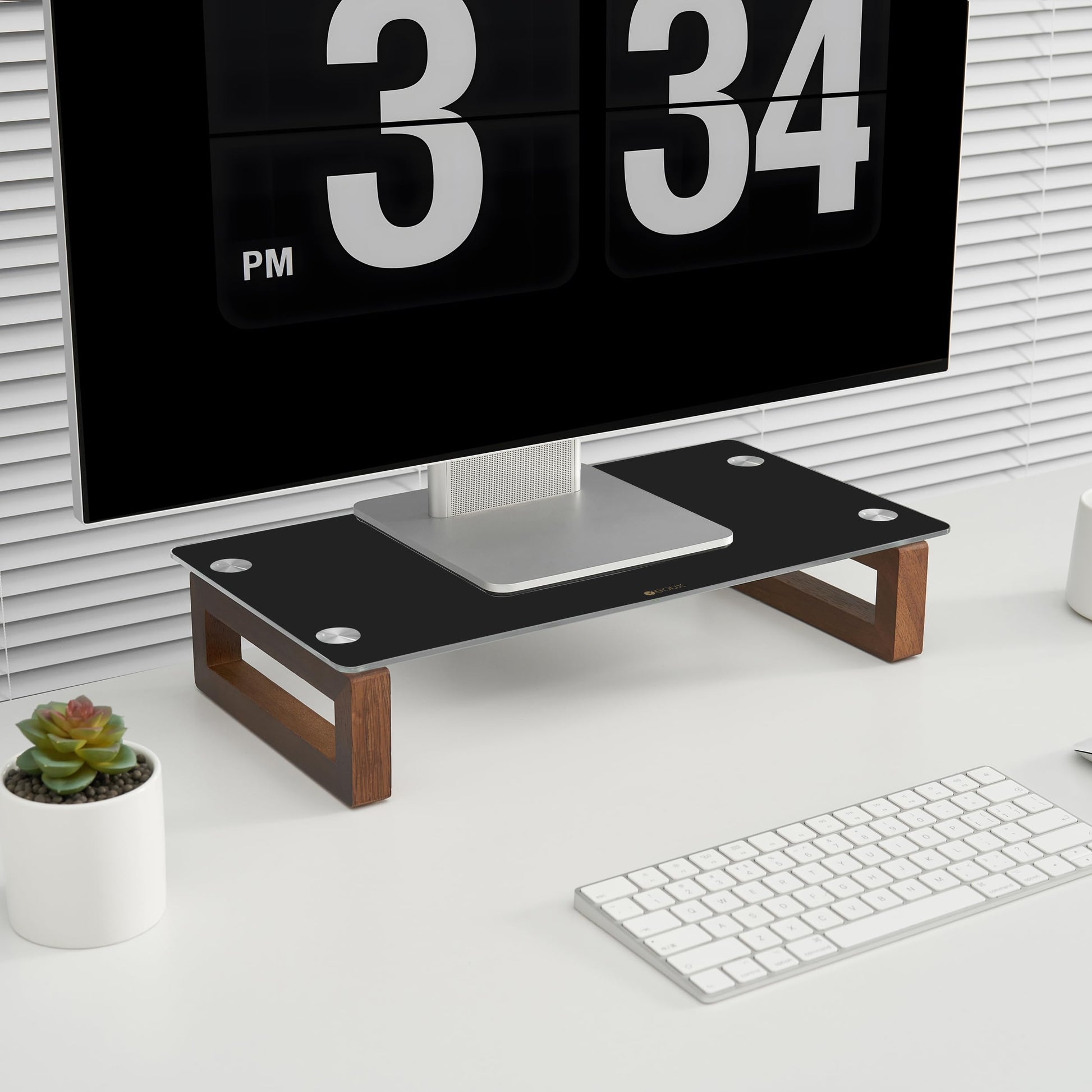 YEOUX Multi-Purpose Desktop Stand - 17.0" x 9.0" x 3.5" (Black & Walnut)