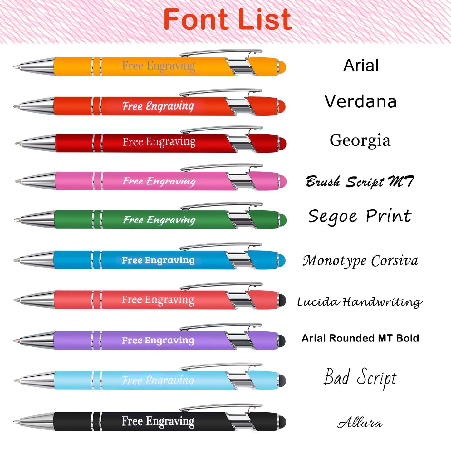 NGTSFLY Personalized Pens with Stylus Tip - FREE PERSONALIZATION - Customized Stylus Ballpoint Pens