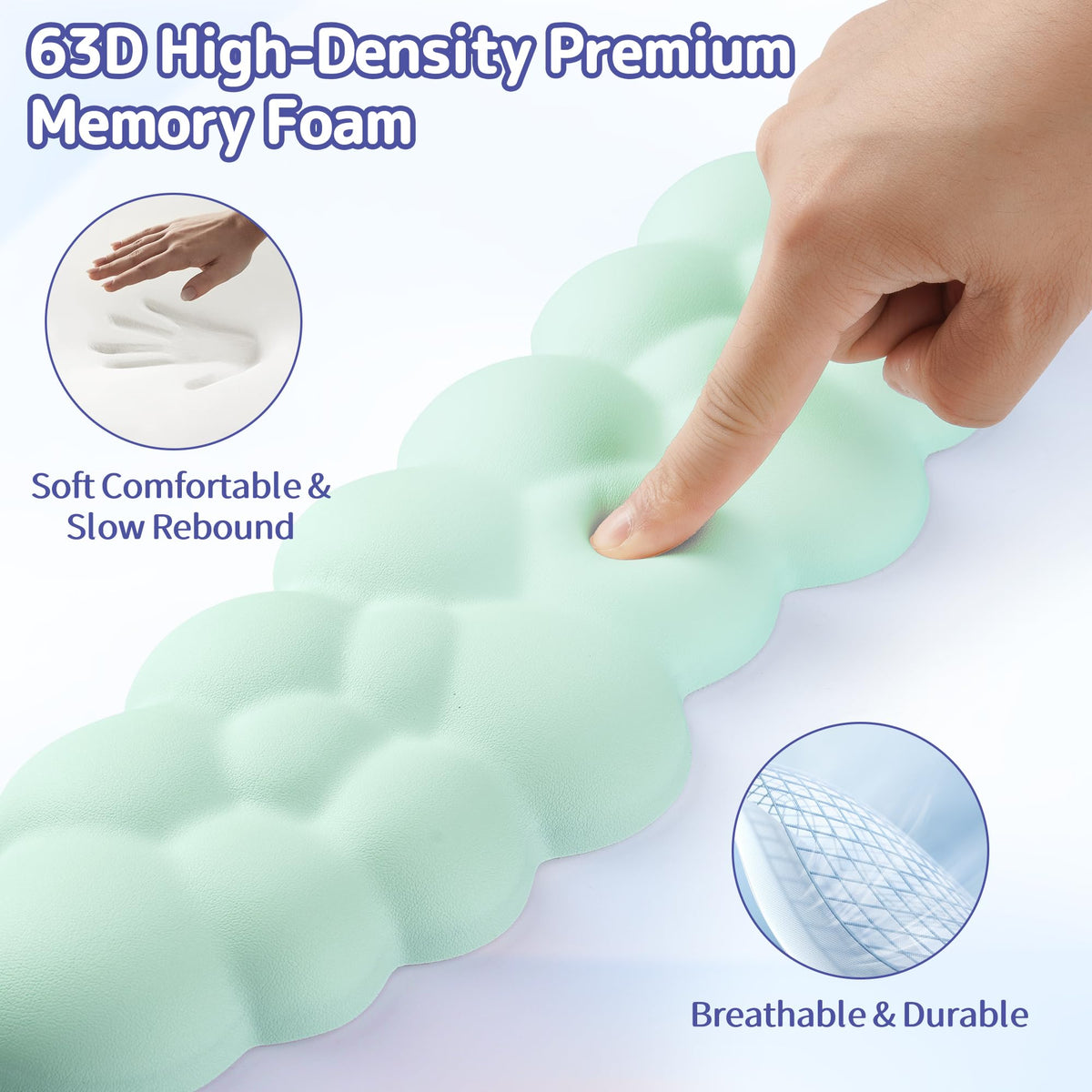 Sushret Cloud Wrist Rest Keyboard, Cloud Keyboard Wrist Pad Set with PU Leather Memory Foam, Cute