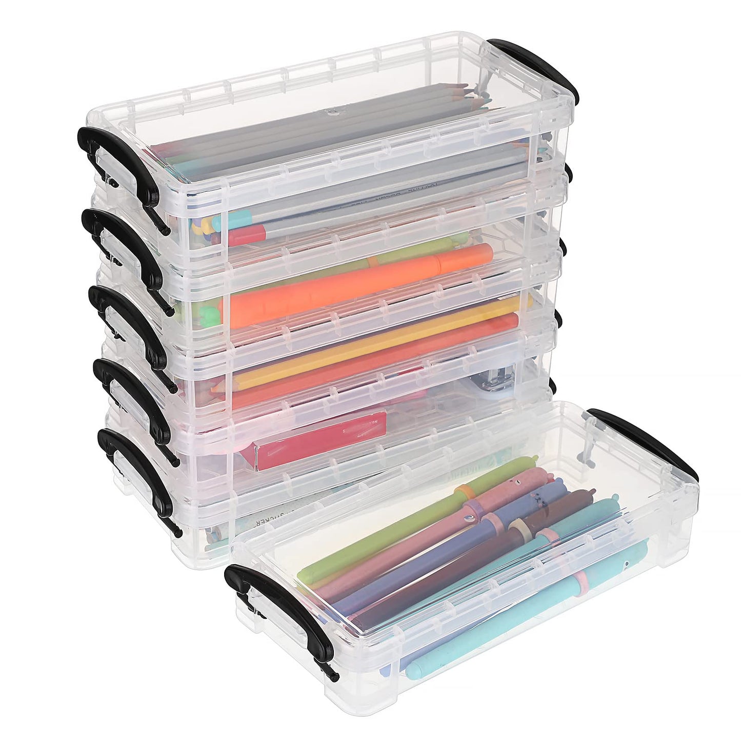 BTSKY Set of 6 Large Capacity Pencil Box, Office Supplies Storage Organizer, Brush Painting Pencils