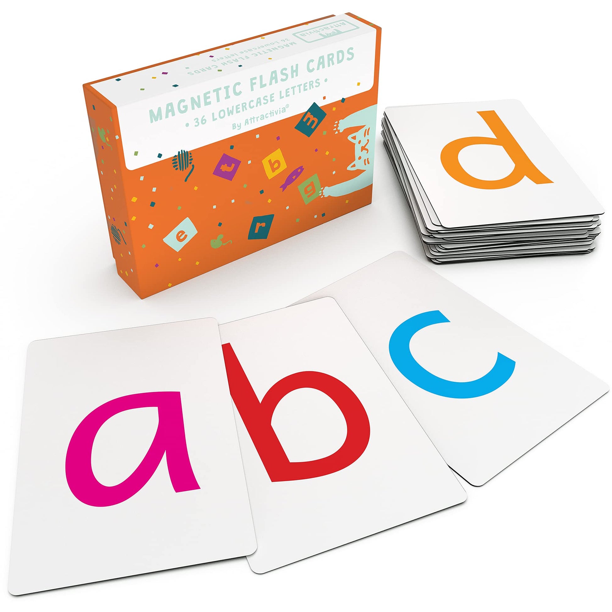 Attractivia Magnetic Big Alphabet ABC Flash Cards - 36 Sturdy Lowercase Large Letters(3 Sets of