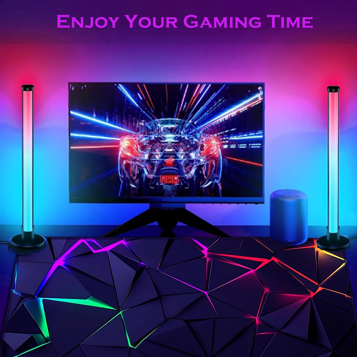 SparkLia Blacklight Geometric Gaming Mouse Pad – UV Reactive Large Extended Glow in the Dark