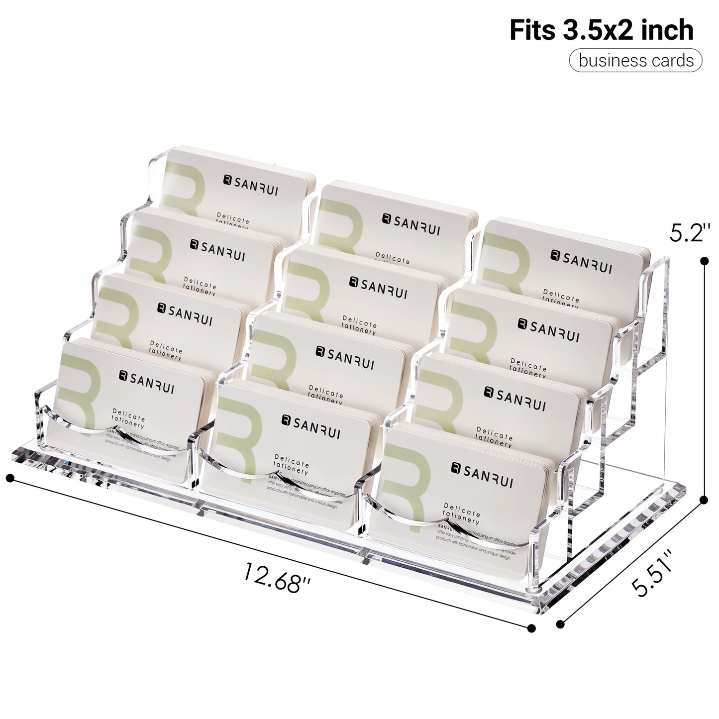 YUXUN Business Card Holder Display for Desk-12 Slots 4 Tier