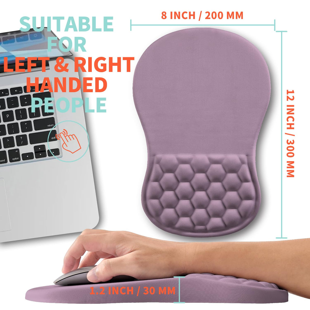 Kuosgm Ergonomic Mouse Pad Wrist Support with Memory Foam Massage Bulge, Carpal Tunnel Pain Relief