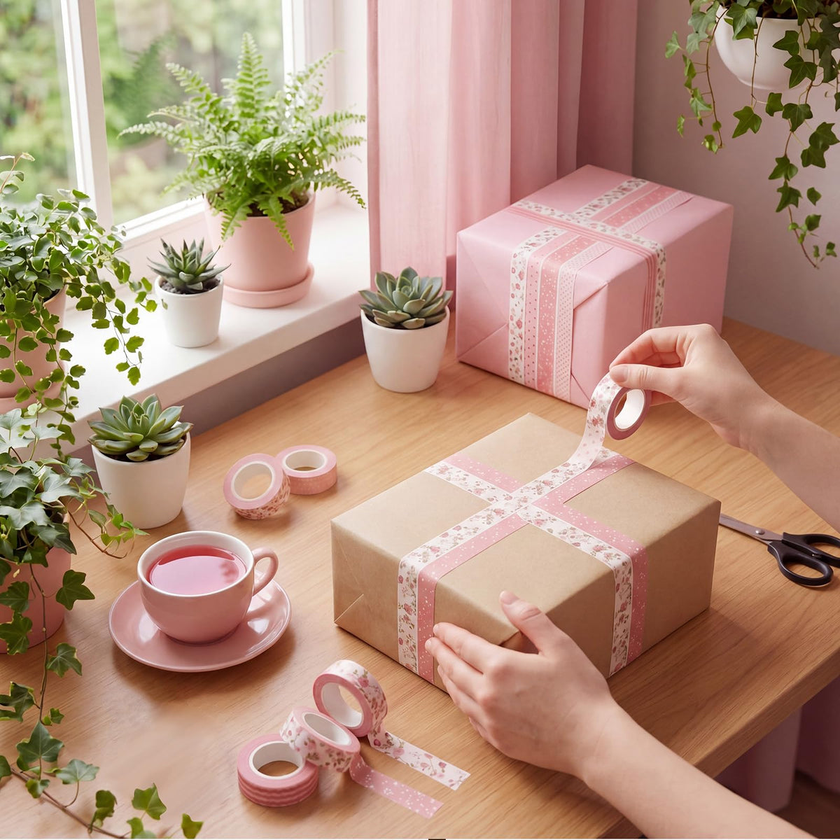 YooNotee 12 Rolls Floral Washi Tape Set,Pink,Sweet