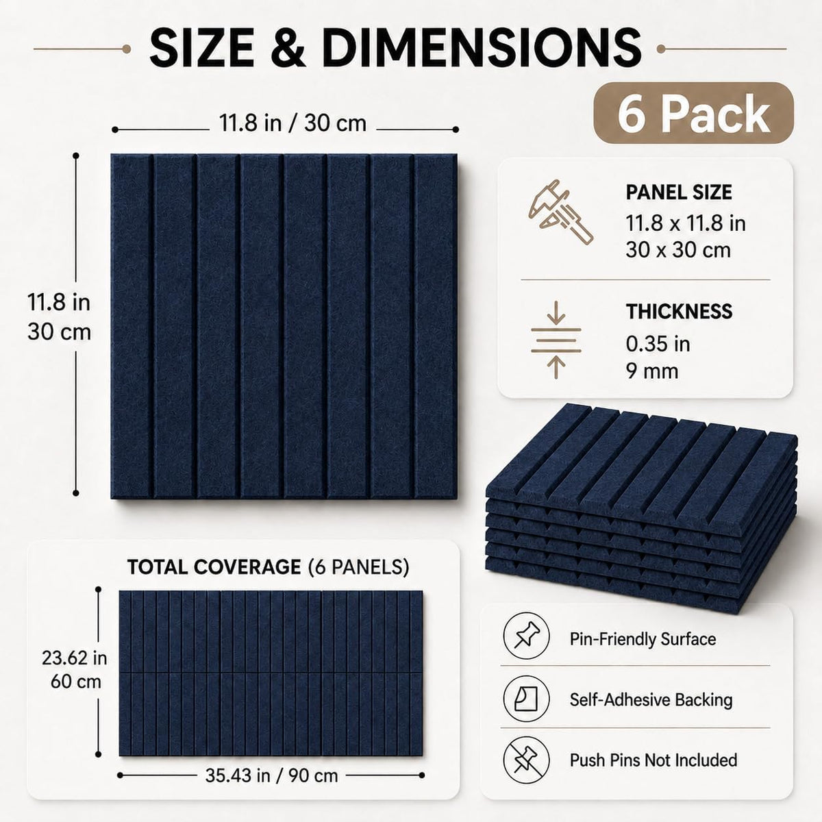 Baysola Stripe Felt Bulletin Board Tiles, Cork Board Alternative 24 x 36 in