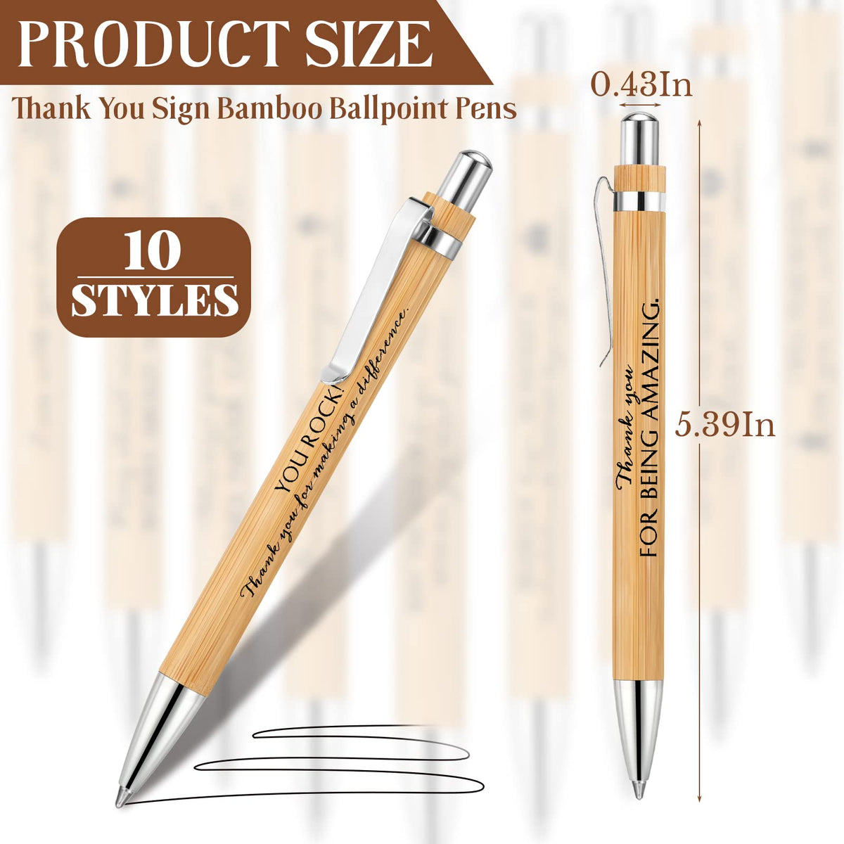Fuutreo 50 Pcs Bamboo Pens Bulk Appreciation Gifts for Nurses Staff
