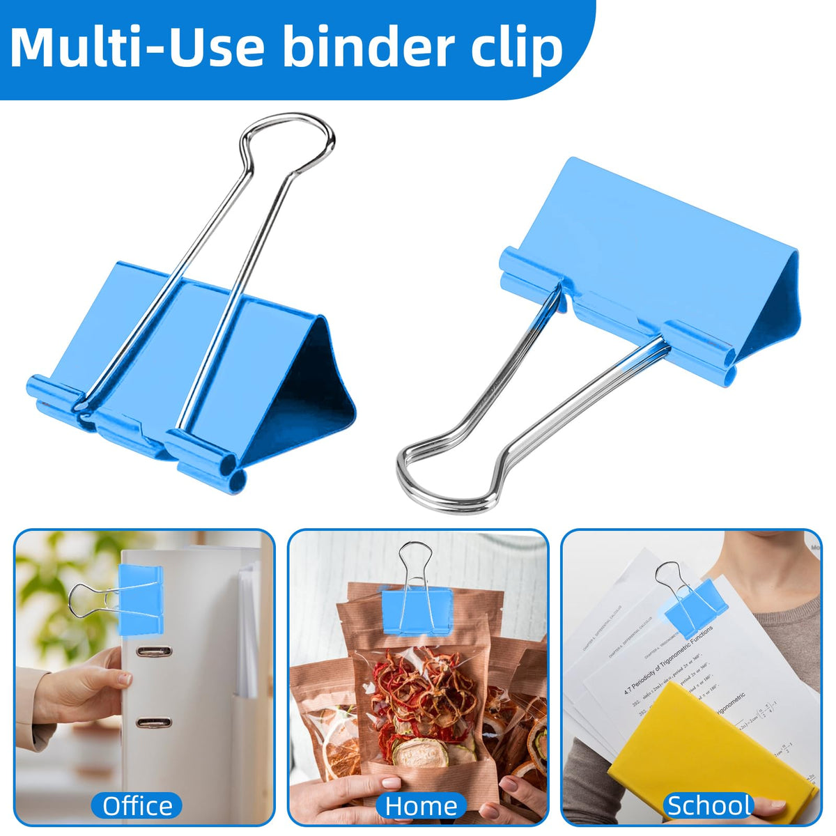10 Pack Jumbo Binder Clips 3 Inch (75mm), Extra Large Binder Clips in Pink, Blue, Yellow and Green