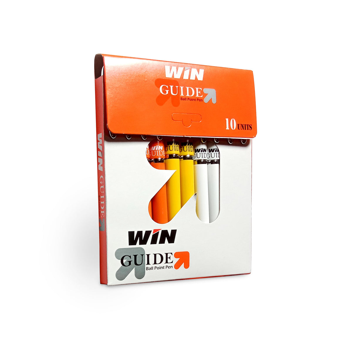 WIN Guide Ball Pens | 10 Blue Ink Pens | 0.6 mm Tip | Smooth Writing | Lightweight Multicoloured