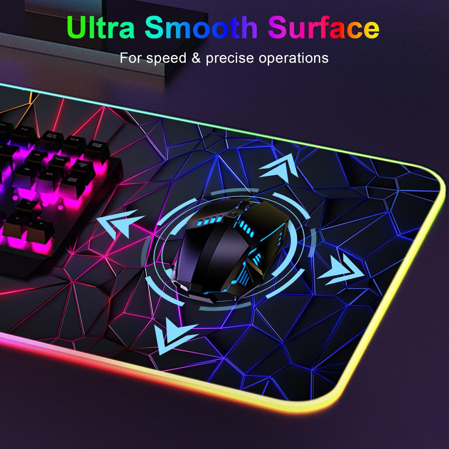 Mouse Pad 31.5 X 11.8 Inches RGB Mouse Mat with 13 Light Modes