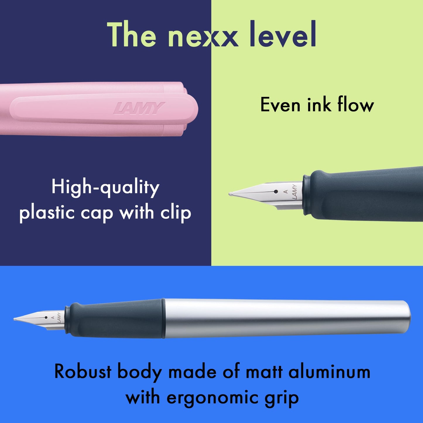 LAMY nexx rose – Fountain Pen with slip-proof grip & polished steel nib in size A - triangular