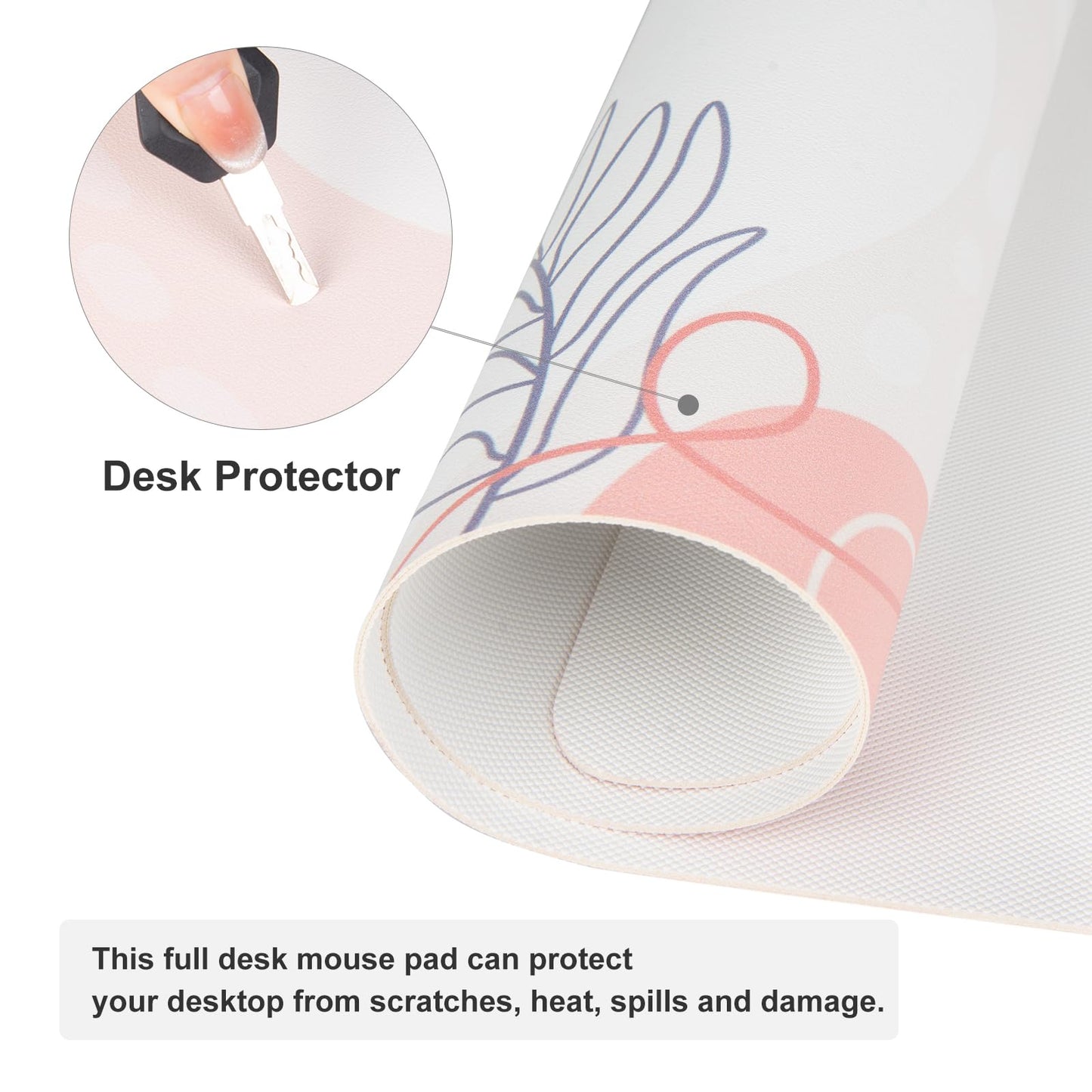 QiyI PU Leather Large Mouse Pad, 31.5" x 15.7", Minimalist Pink