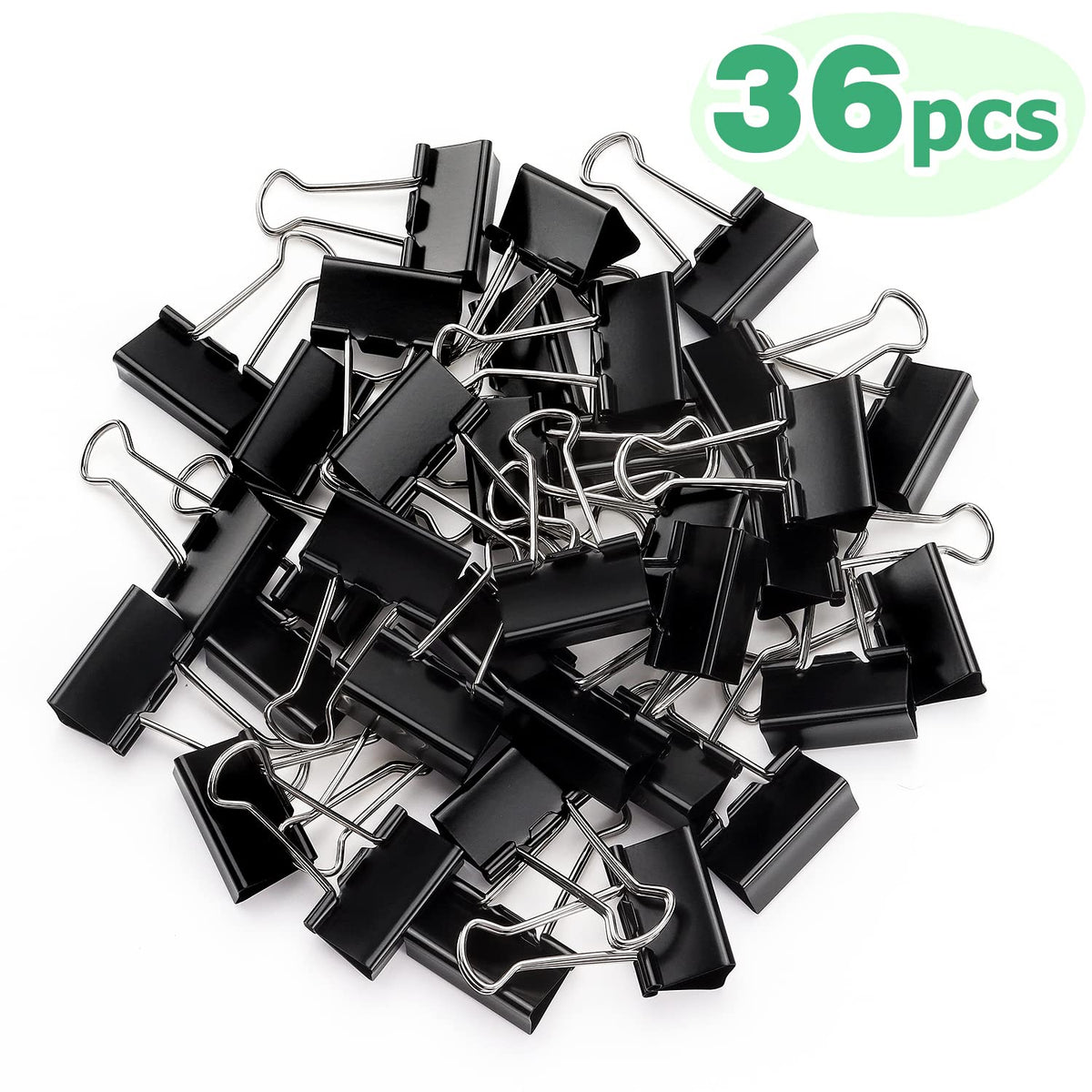 ZZTX 36 Pack Binder Clips 1.3 Inches Black