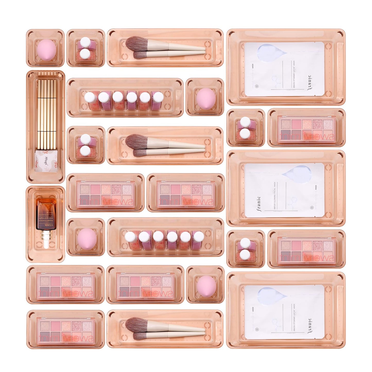 Trotianingyu Coffee Acrylic Drawer Organizers Set Storage for Makeup, Office Desk Small Vanity
