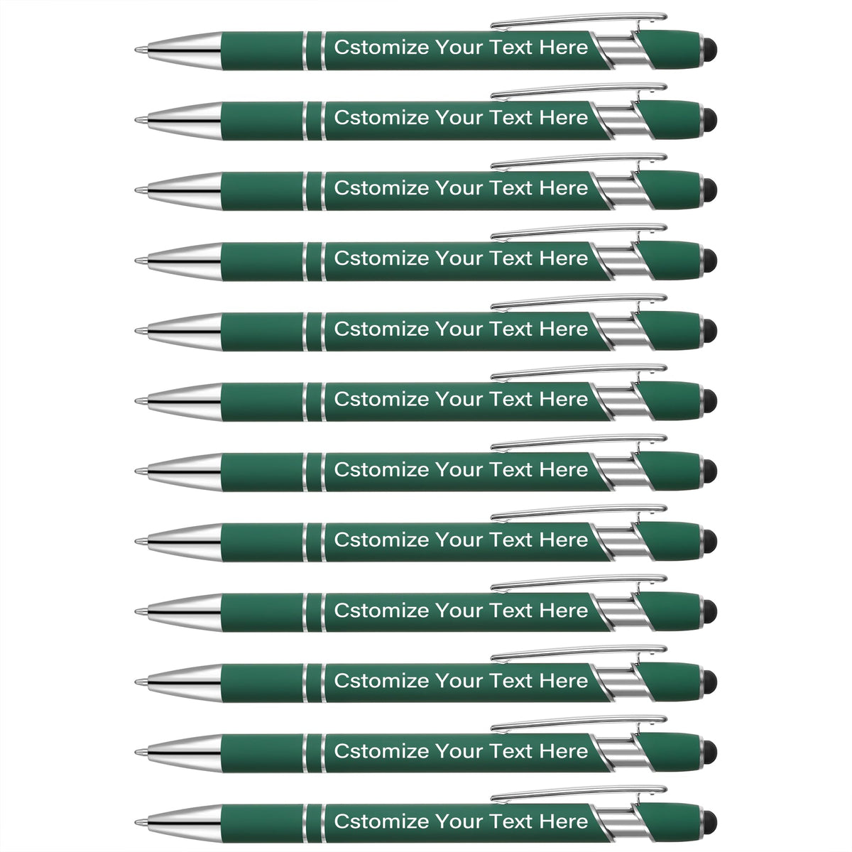 Kingluu 12 Pcs Personalized Ballpoint Pens with Stylus,Smooth Writing,Black Ink Custom Pens with