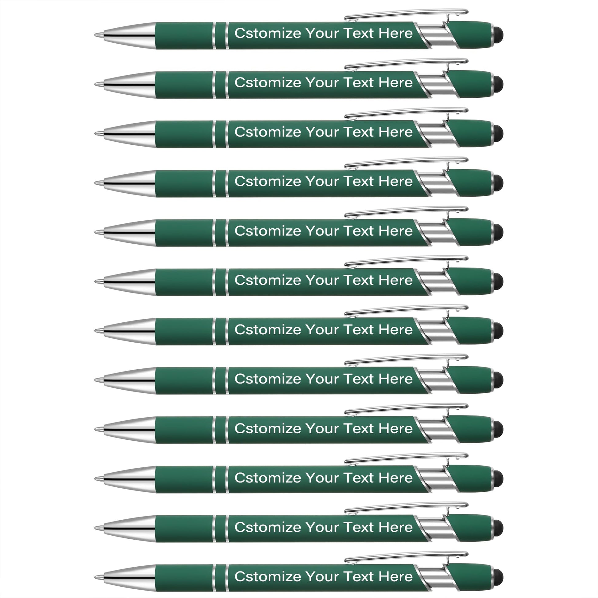 Kingluu 12 Pcs Personalized Ballpoint Pens with Stylus,Smooth Writing,Black Ink Custom Pens with