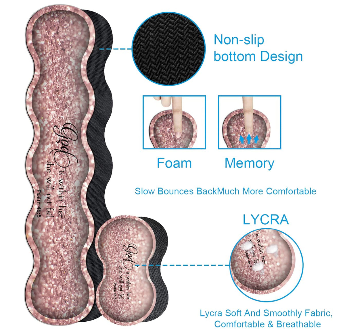 Large Mouse Pad, Desk Mat, Keyboard Pad+ Ergonomic Keyboard Wrist Rest Set,Extended Laptop