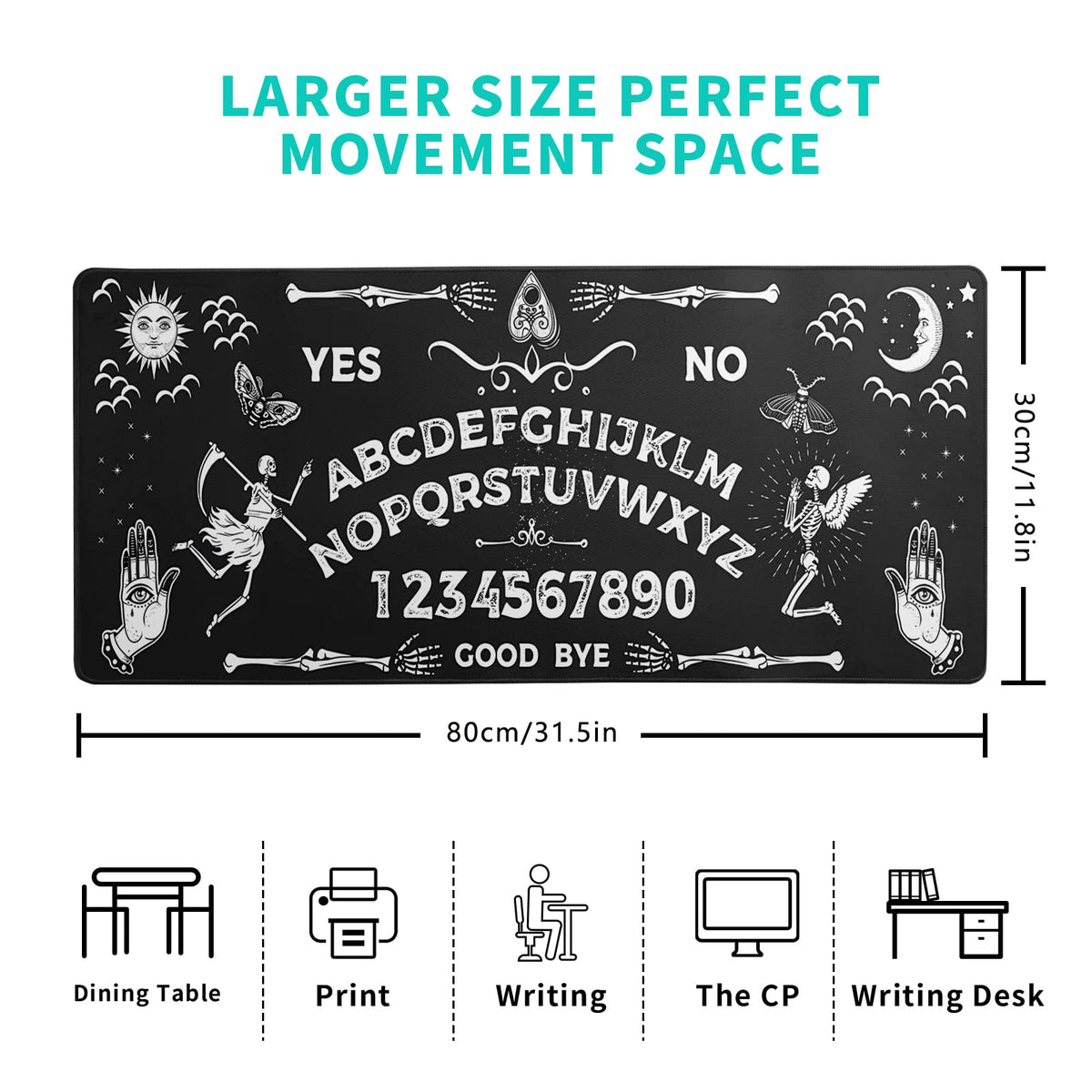 Mysterious Spirit Goth Gaming Mouse Pad 31.5x11.8 Inch Large Desk Mat Black Extended Pads Big
