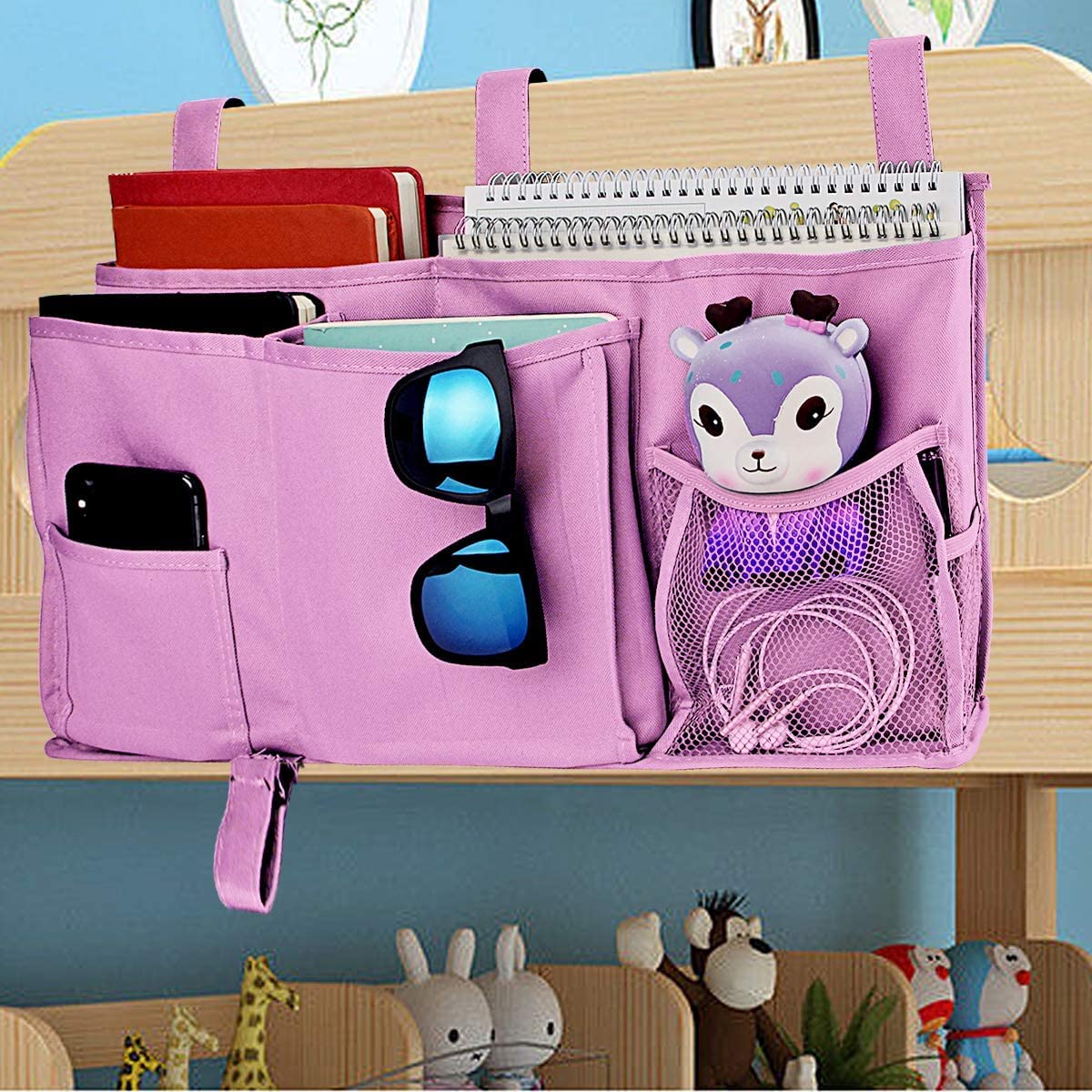 FUNYU Bedside Storage Caddy, Hanging Storage Organizer Bag with 8 Pockets for Bunk Dorm Rooms